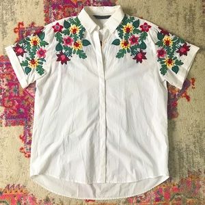ZARA EMBROIDERED SHIRT 🌸
